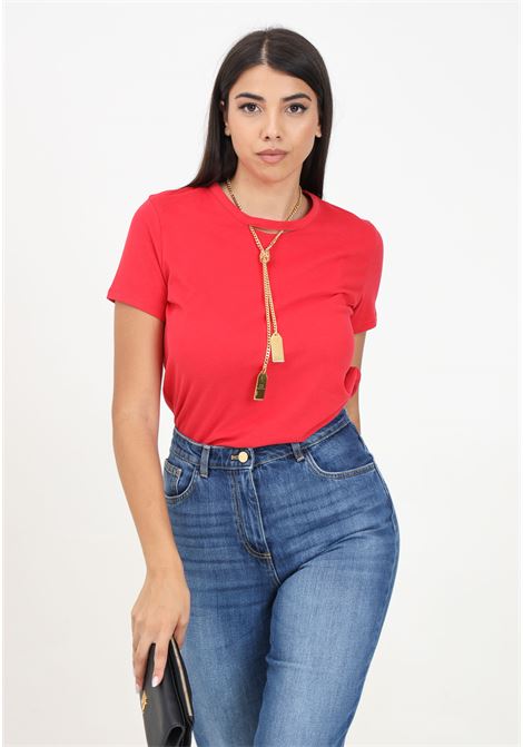 T-shirt a manica corta rossa da donna con collana ELISABETTA FRANCHI | MA00946E2CG5